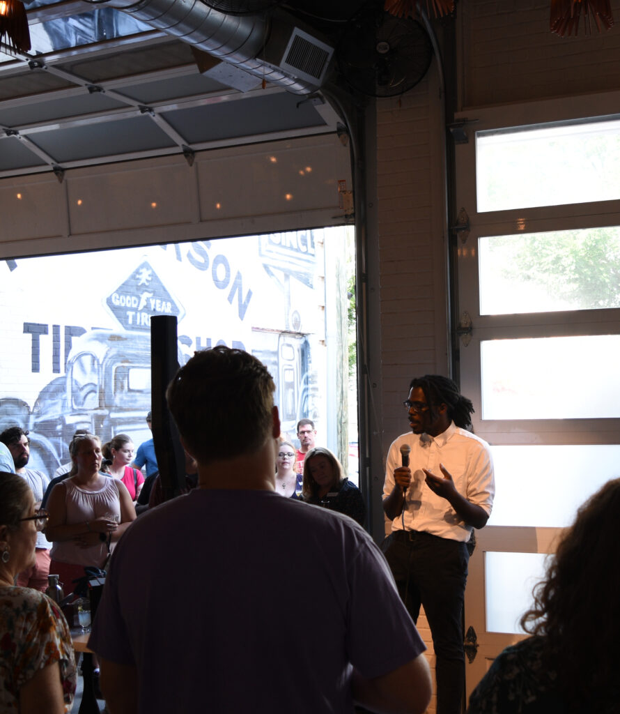Sam Foster speaking in Marietta about housing and public transit